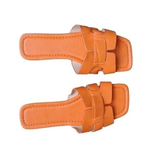 NEW Bright Orange Woven Slide Sandals Designer Inspired Spring 2026